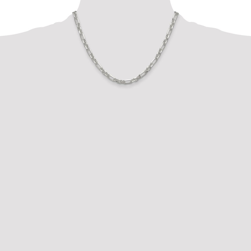 Sterlingsilber Diamantiert 6mm 3 Short Plus 1 Lang Ankerkette Glieder Kette