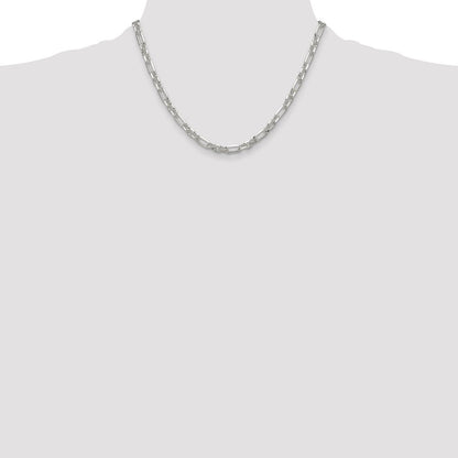 Sterlingsilber Diamantiert 6mm 3 Short Plus 1 Lang Ankerkette Glieder Kette