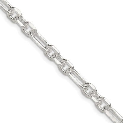Sterlingsilber Diamantiert 6mm 3 Short Plus 1 Lang Ankerkette Glieder Kette