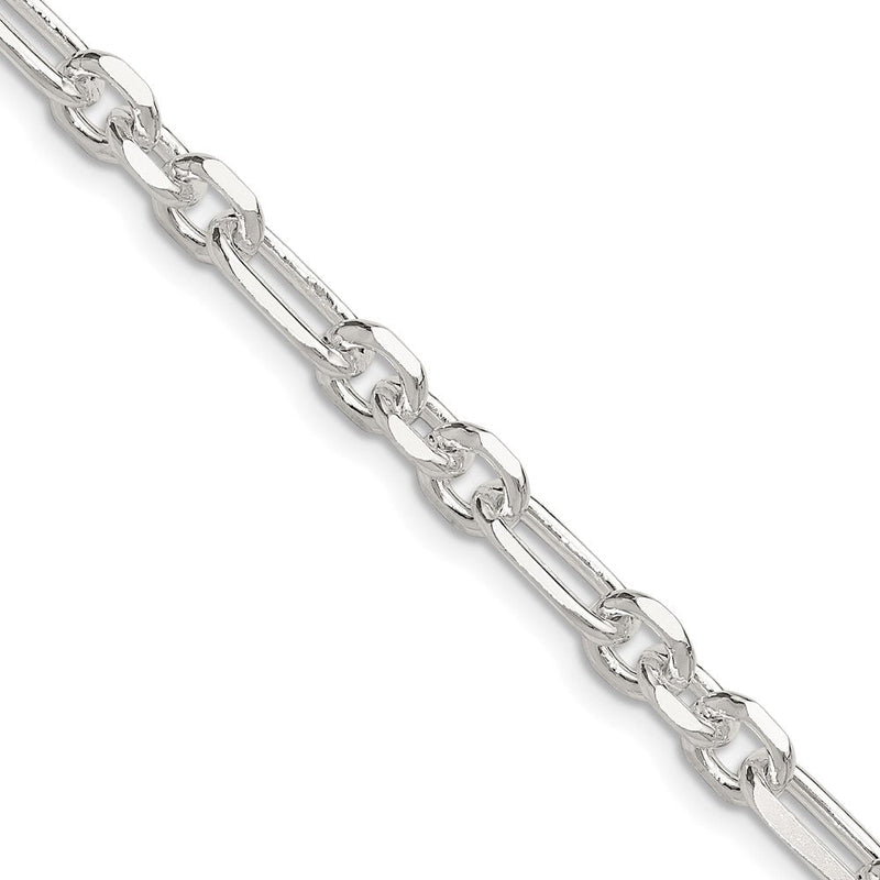 Sterlingsilber Diamantiert 6mm 3 Short Plus 1 Lang Ankerkette Glieder Kette