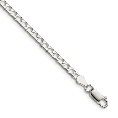 Sterlingsilber 3.25mm Diamantiert Quadratisch Panzer Kette