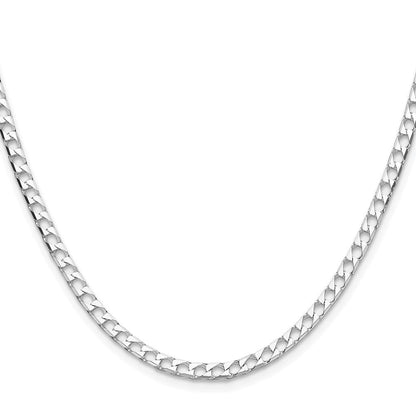 Sterlingsilber Rhodiniert 3.25mm Diamantiert Quadratisch Panzer Kette