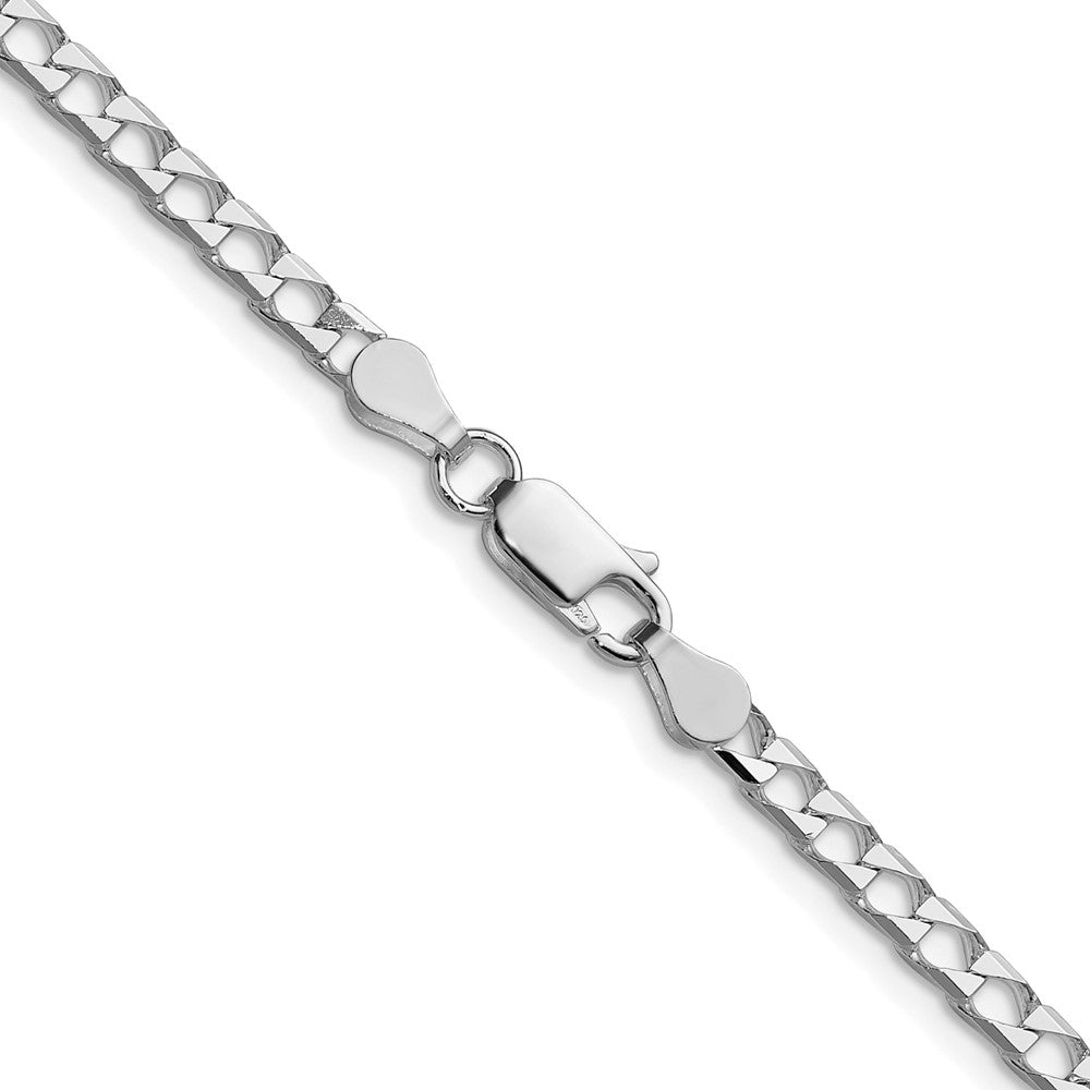 Sterlingsilber Rhodiniert 3.25mm Diamantiert Quadratisch Panzer Kette