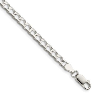 Sterlingsilber 4mm Diamantiert Quadratisch Panzer Kette