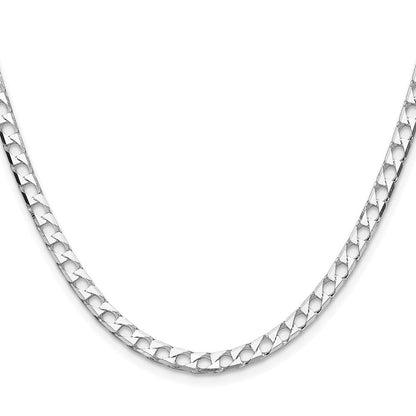 Sterlingsilber Rhodiniert 4mm Diamantiert Quadratisch Panzer Kette