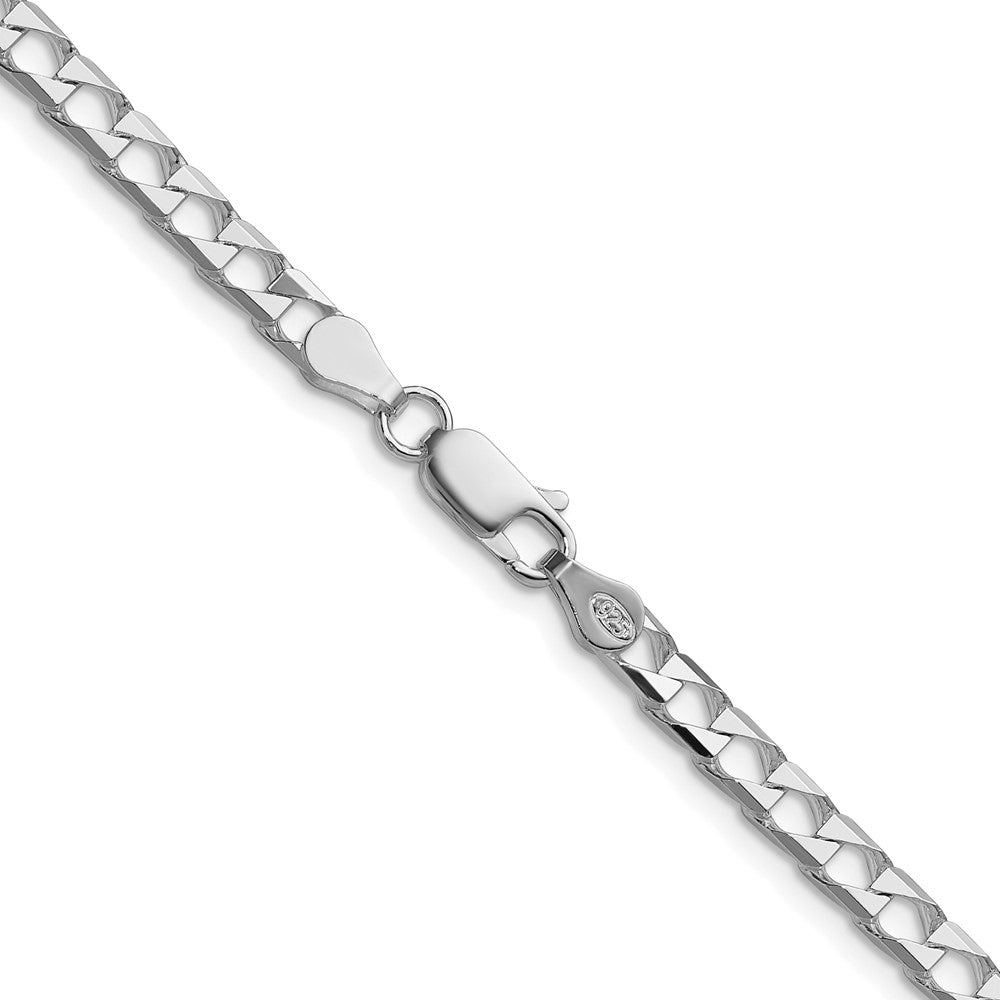 Sterlingsilber Rhodiniert 4mm Diamantiert Quadratisch Panzer Kette
