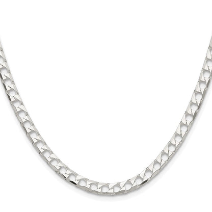 Sterlingsilber Rhodiniert 5mm Diamantiert Quadratisch Panzer Kette