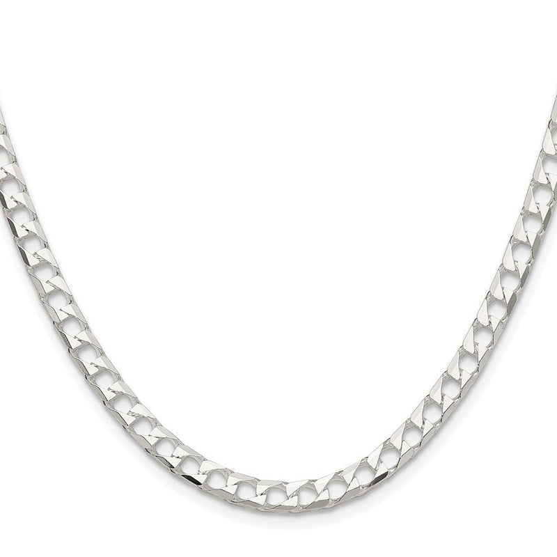 Sterlingsilber Rhodiniert 5mm Diamantiert Quadratisch Panzer Kette