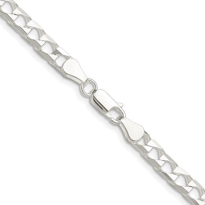 Sterlingsilber Rhodiniert 5mm Diamantiert Quadratisch Panzer Kette