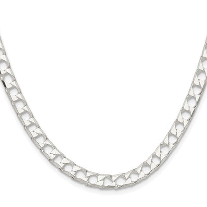 Sterlingsilber Rhodiniert 5.75mm Diamantiert Quadratisch Panzer Kette