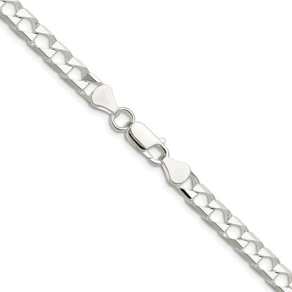 Sterlingsilber Rhodiniert 5.75mm Diamantiert Quadratisch Panzer Kette