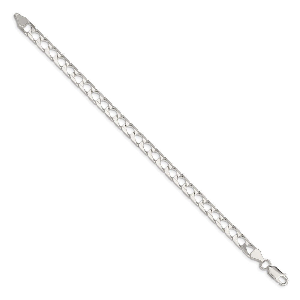 Sterlingsilber 6.25mm Diamantiert Quadratisch Panzer Gliederarmband