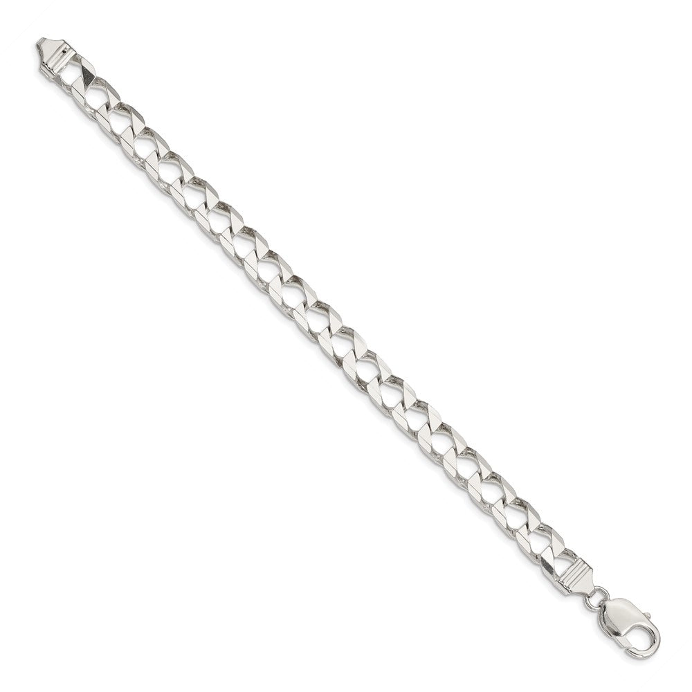 Sterlingsilber 7.2mm Diamantiert Quadratisch Panzer Gliederarmband