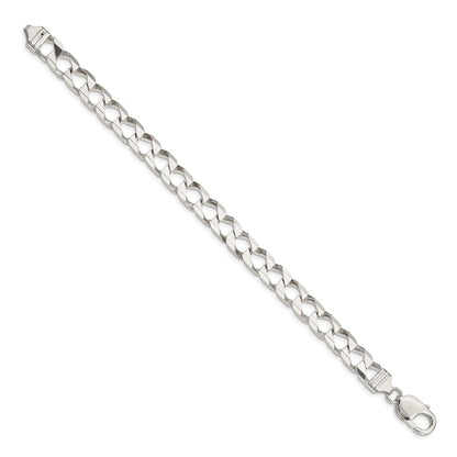 Sterlingsilber 7.2mm Diamantiert Quadratisch Panzer Gliederarmband