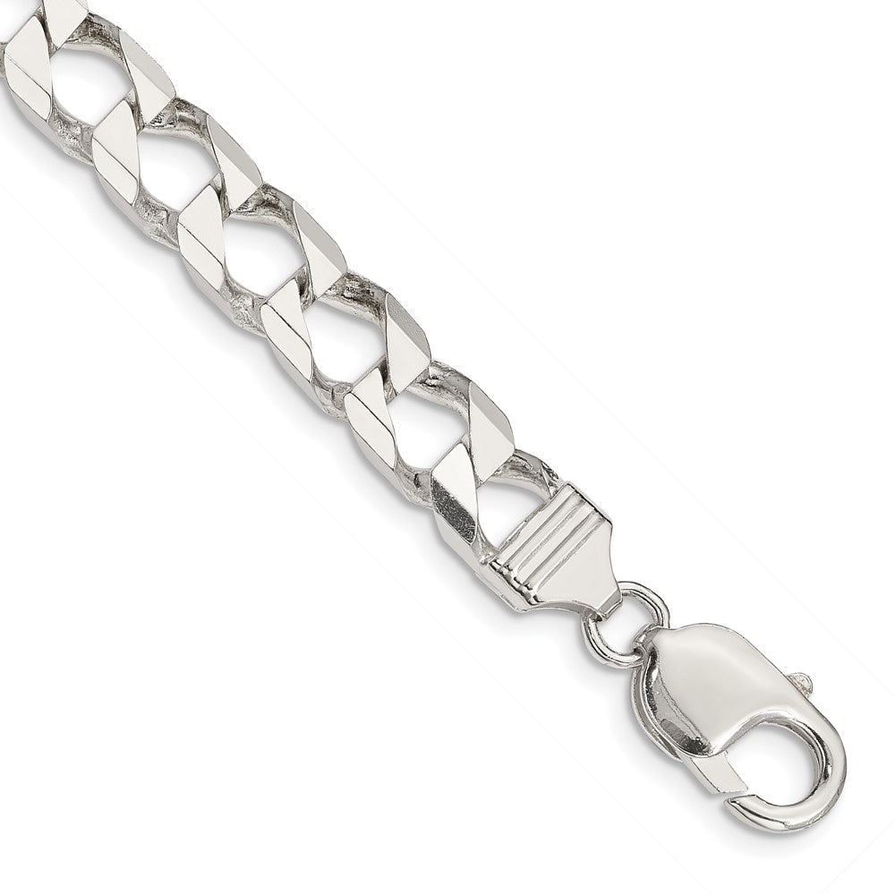 Sterlingsilber 7.2mm Diamantiert Quadratisch Panzer Gliederarmband