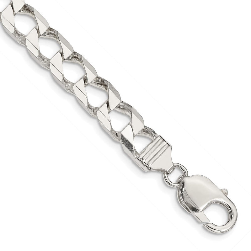Sterlingsilber 7.2mm Diamantiert Quadratisch Panzer Gliederarmband