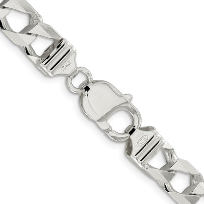 Sterlingsilber 8.6mm Diamantiert Quadratisch Panzer Halskette
