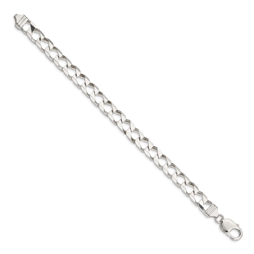 Sterlingsilber 8.6mm Diamantiert Quadratisch Panzer Gliederarmband