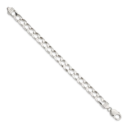 Sterlingsilber 8.6mm Diamantiert Quadratisch Panzer Gliederarmband
