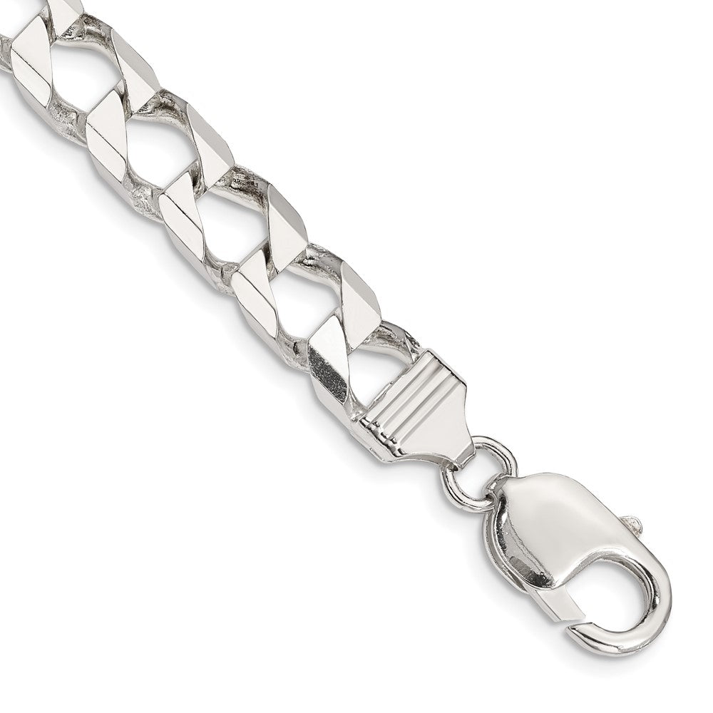 Sterlingsilber 8.6mm Diamantiert Quadratisch Panzer Gliederarmband