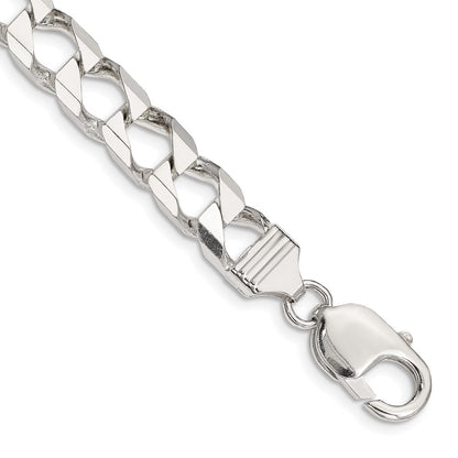 Sterlingsilber 8.6mm Diamantiert Quadratisch Panzer Gliederarmband