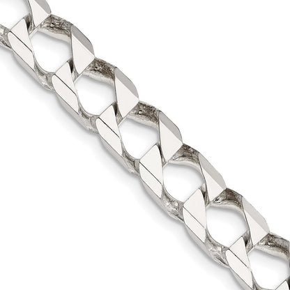 Sterlingsilber 8.6mm Diamantiert Quadratisch Panzer Halskette