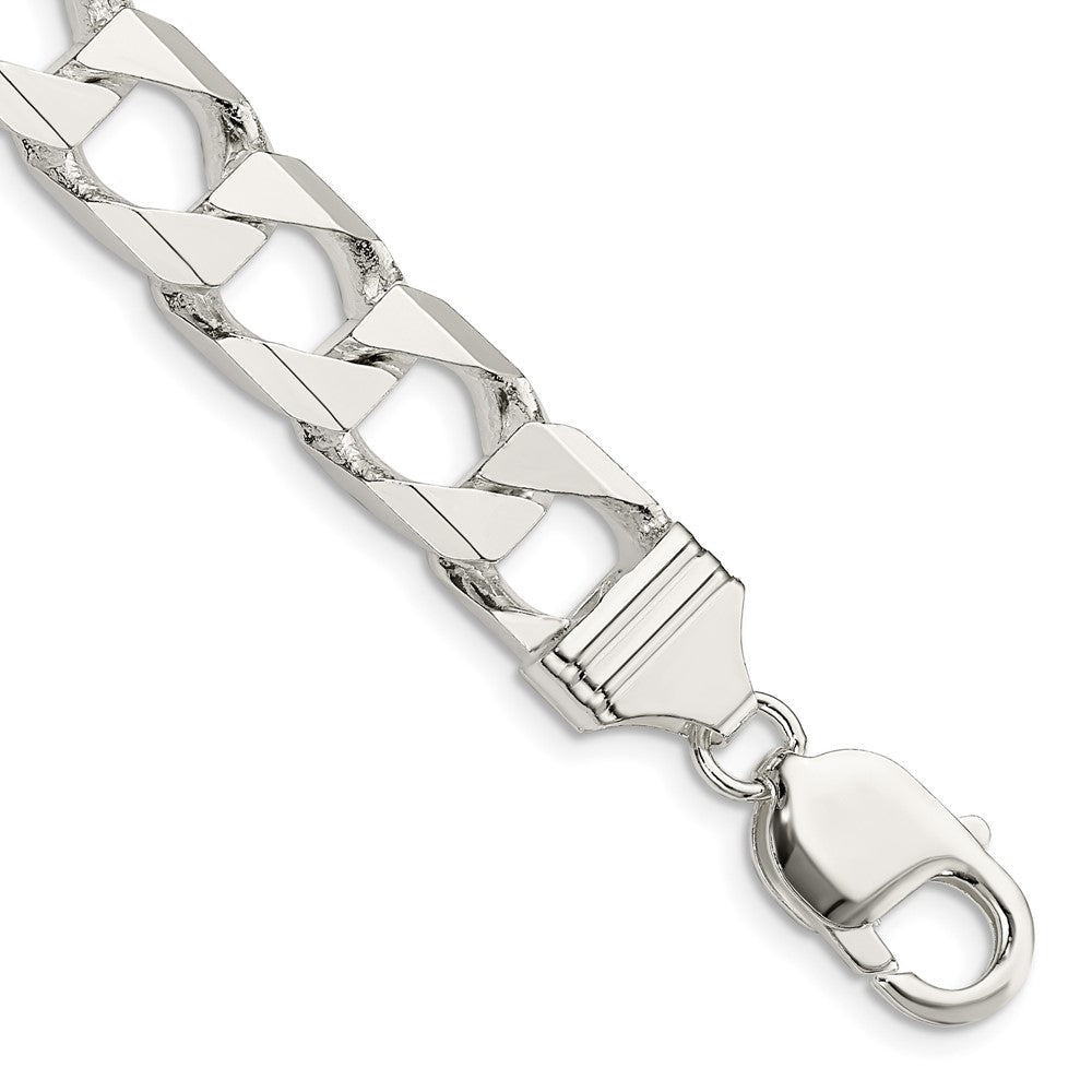 Sterlingsilber 10.3mm Diamantiert Quadratisch Panzer Gliederarmband