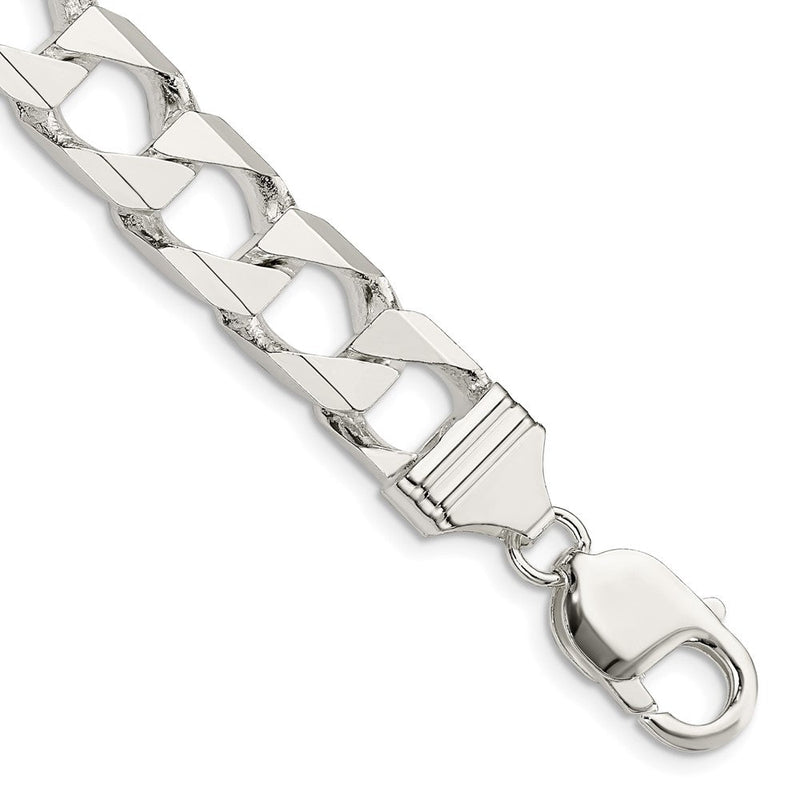 Sterlingsilber 10.3mm Diamantiert Quadratisch Panzer Gliederarmband