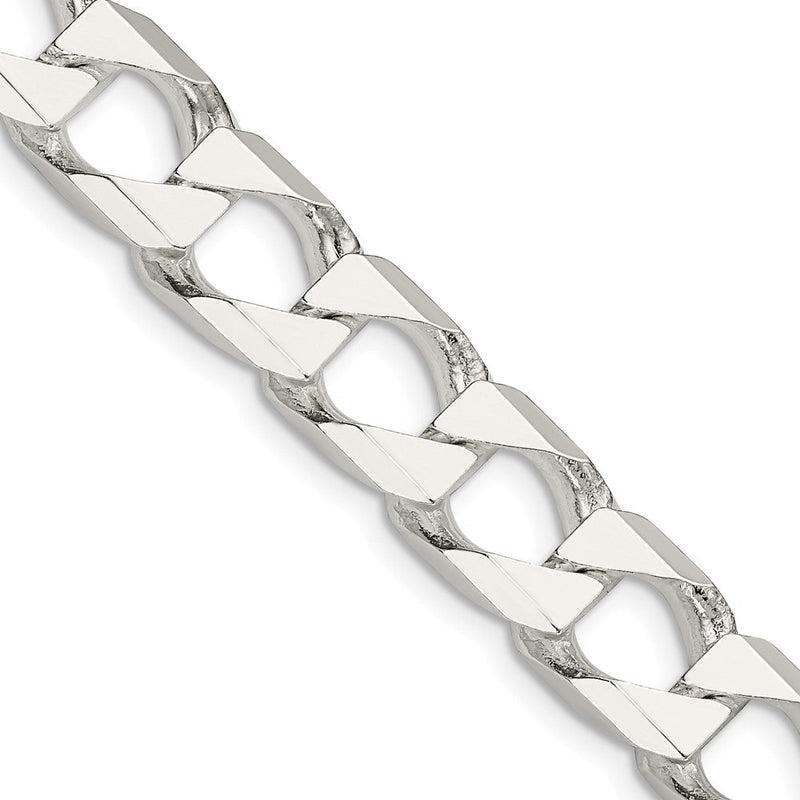 Sterlingsilber 10.3mm Diamantiert Quadratisch Panzer Halskette