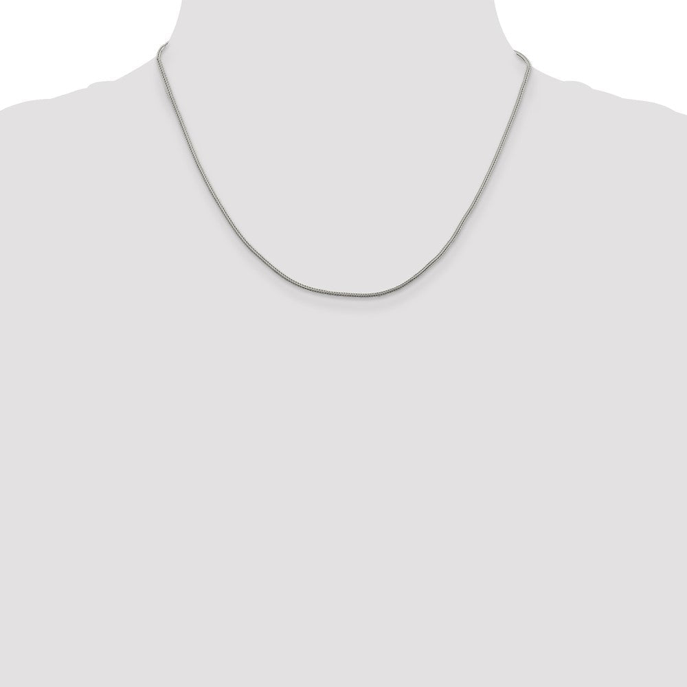 Sterlingsilber 1.25mm Diamantiert Rund Franco Kette mit 2 Zoll Verlängerung. Halskette