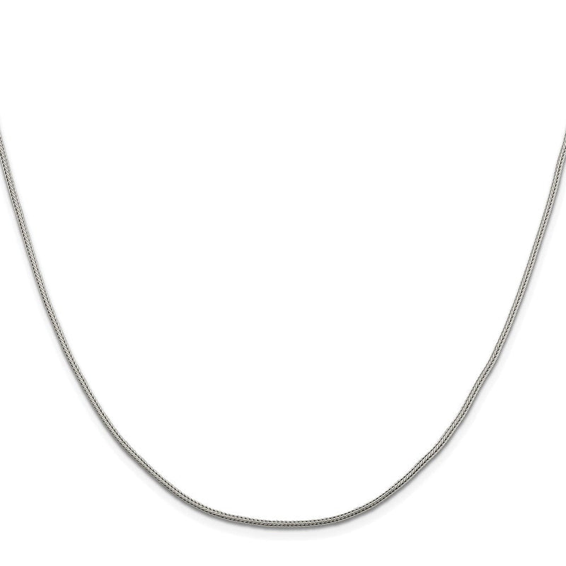 Sterlingsilber Rhodiniert 1.25mm Diamantiert Rund Franco Kette mit 2 Zoll