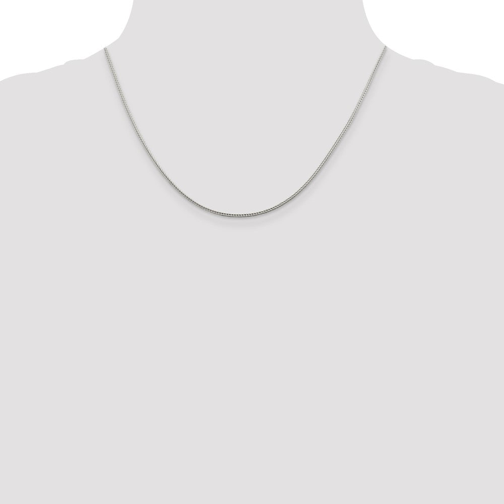 Sterlingsilber 1.45mm Diamantiert Rund Franco Kette mit 2 Zoll Verlängerung. Halskette