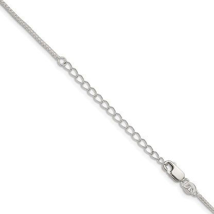 Sterlingsilber 1.45mm Diamantiert Rund Franco Kette mit 2 Zoll Verlängerung. Halskette