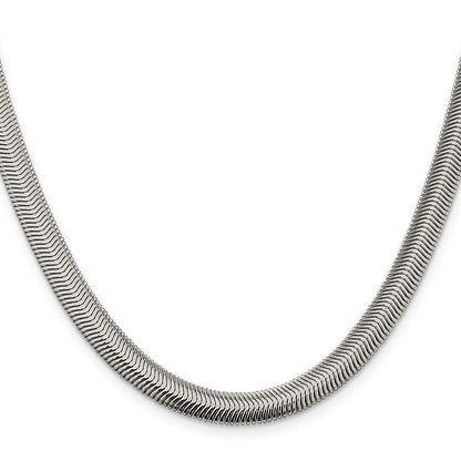 Sterlingsilber 6.25mm Flach Oval Schlange Halskette
