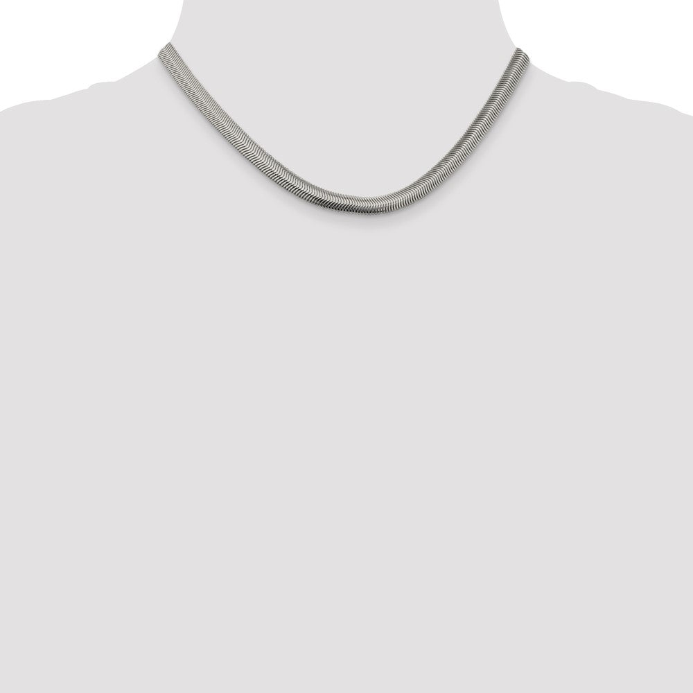 Sterlingsilber 6.25mm Flach Oval Schlange Halskette