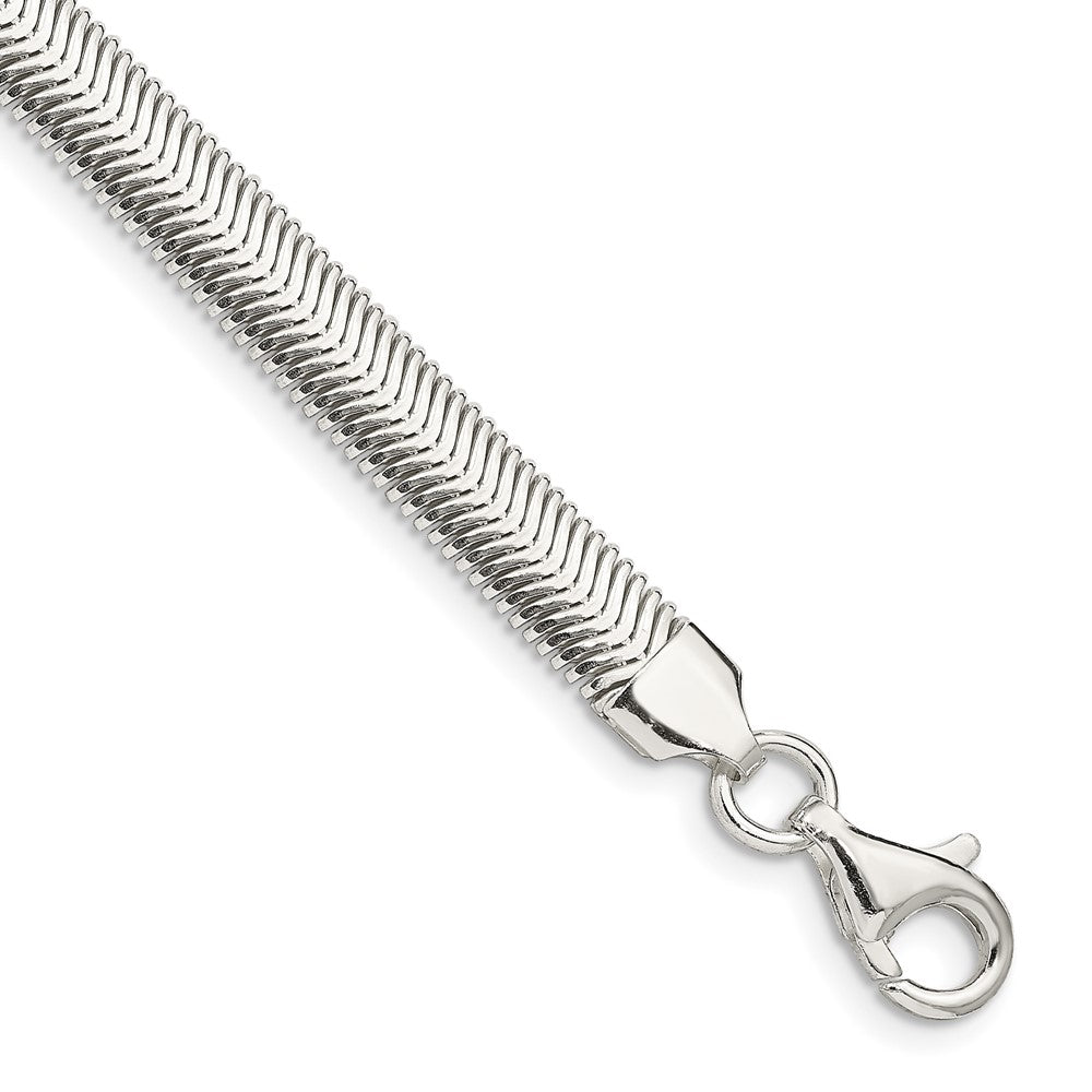 7 Zoll Sterlingsilber 6.25mm Flach Oval Schlange Gliederarmband