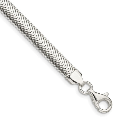 7 Zoll Sterlingsilber 6.25mm Flach Oval Schlange Gliederarmband