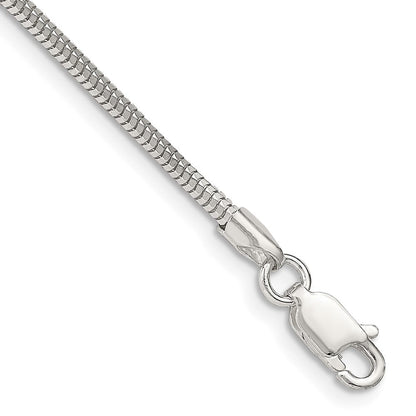 Sterlingsilber 2mm Diamantiert Schlange Gliederarmband