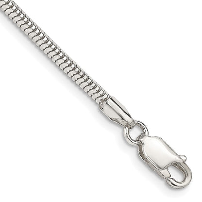 7 Zoll Sterlingsilber 2.5mm Diamantiert Schlange Gliederarmband