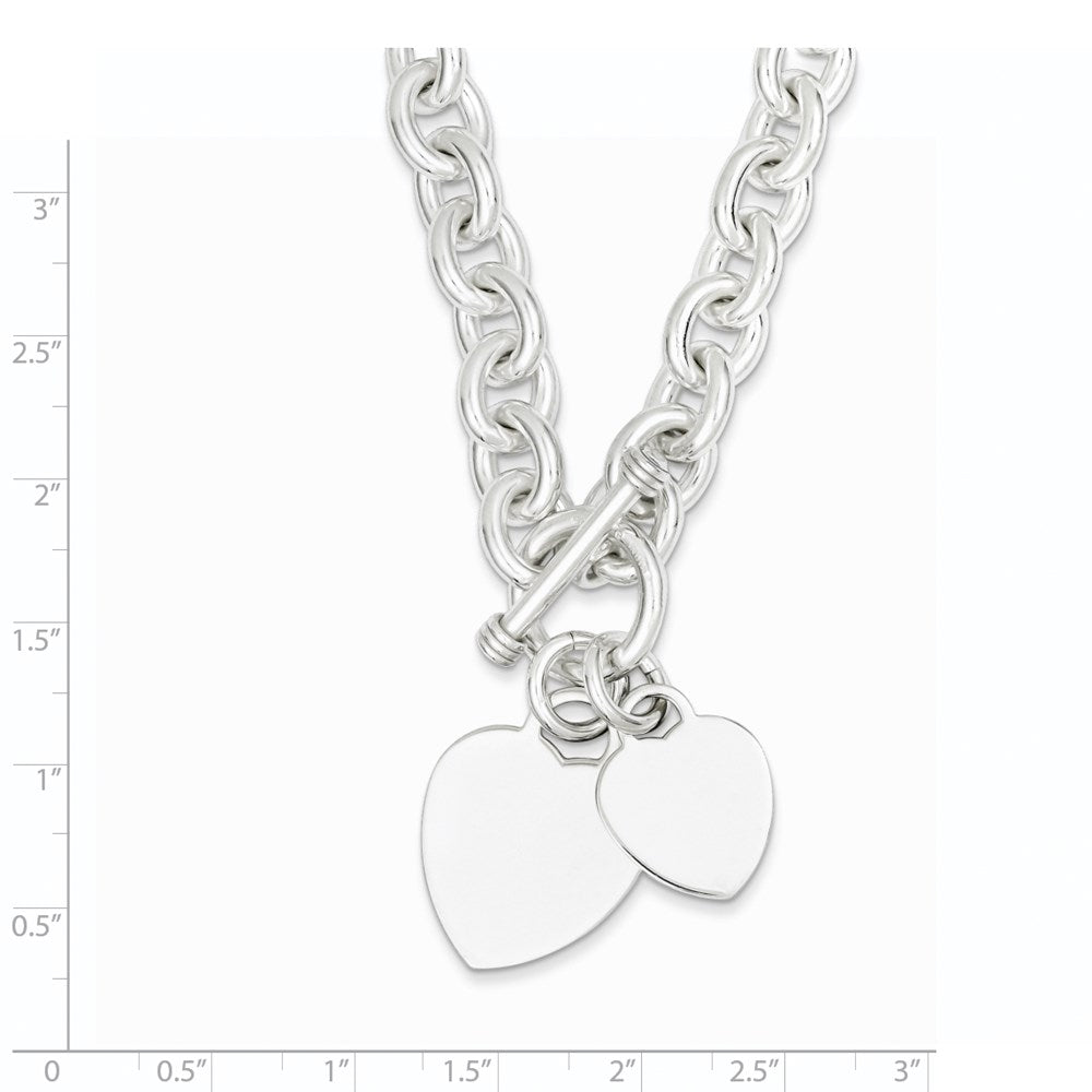 7.75 Zoll Sterlingsilber Gravierbar Herz Plättchen auf Fantasieglieder Knebel Armband