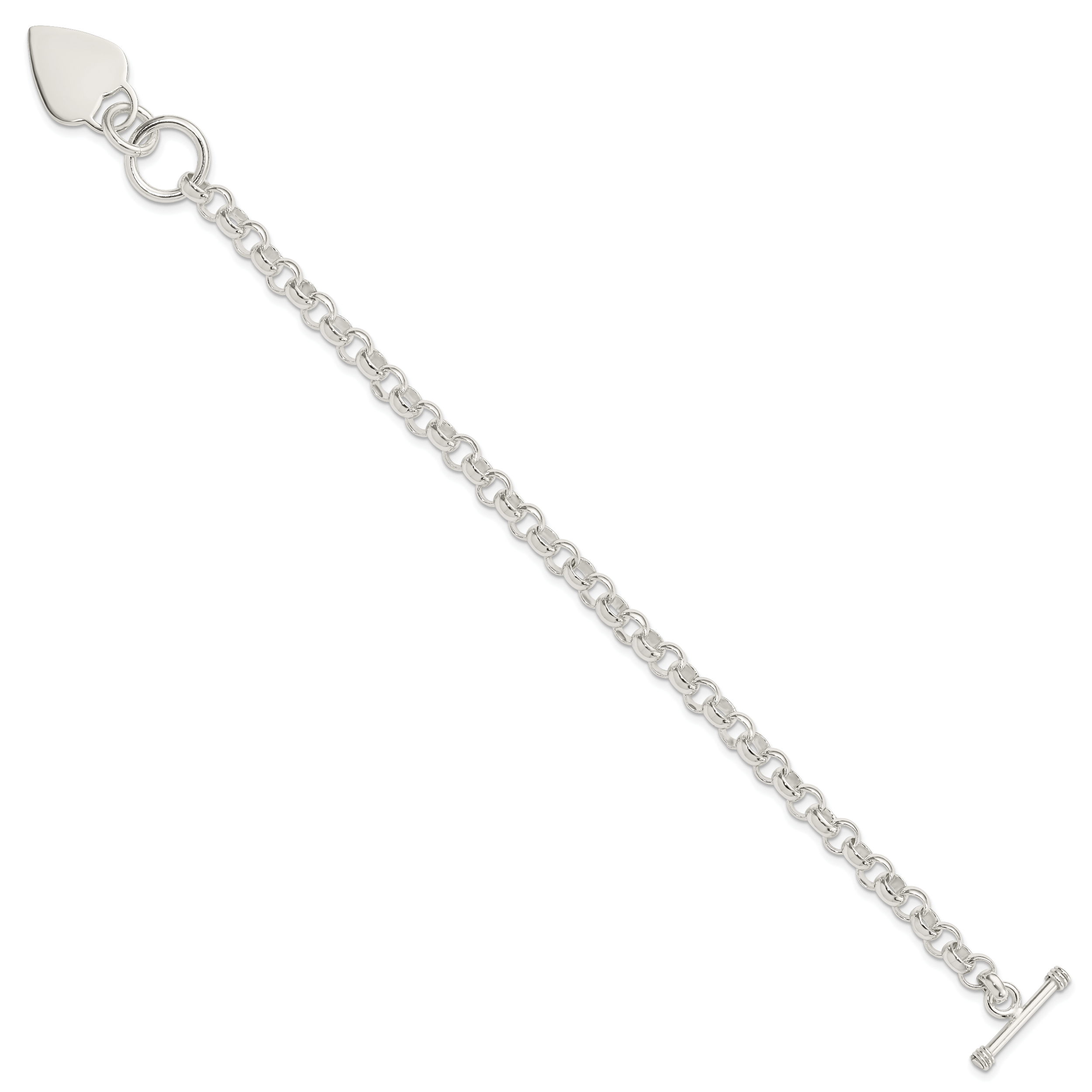 Sterlingsilber Gravierbar Herz Plättchen auf Fantasieglieder Knebel Armband