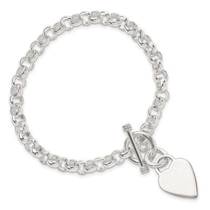 Sterlingsilber Gravierbar Herz Plättchen auf Fantasieglieder Knebel Armband