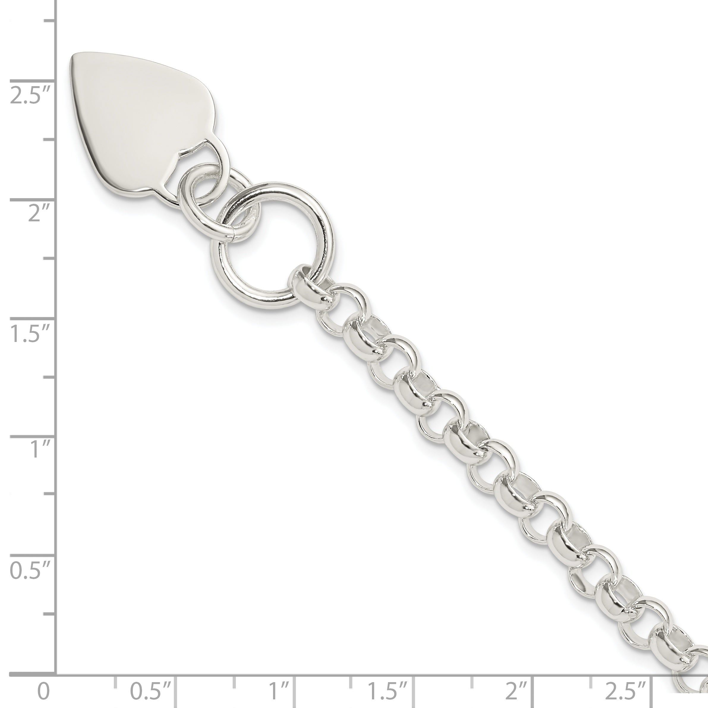 Sterlingsilber Gravierbar Herz Plättchen auf Fantasieglieder Knebel Armband
