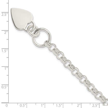 Sterlingsilber Gravierbar Herz Plättchen auf Fantasieglieder Knebel Armband