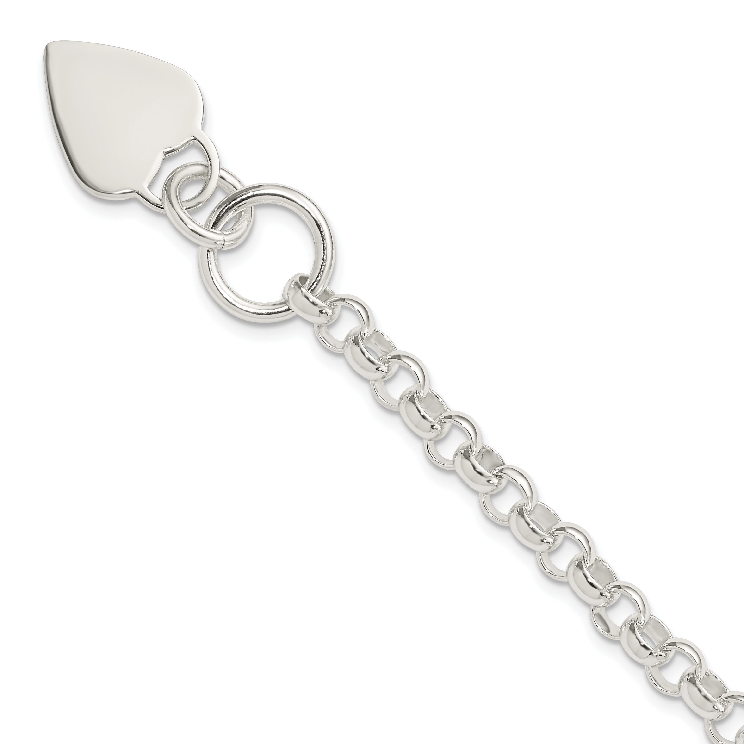 Sterlingsilber Gravierbar Herz Plättchen auf Fantasieglieder Knebel Armband
