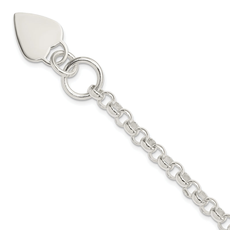 Sterlingsilber Gravierbar Herz Plättchen auf Fantasieglieder Knebel Armband