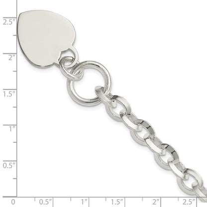 7.75 Zoll Sterlingsilber Gravierbar Herz Plättchen auf Fantasieglieder Knebel Armband