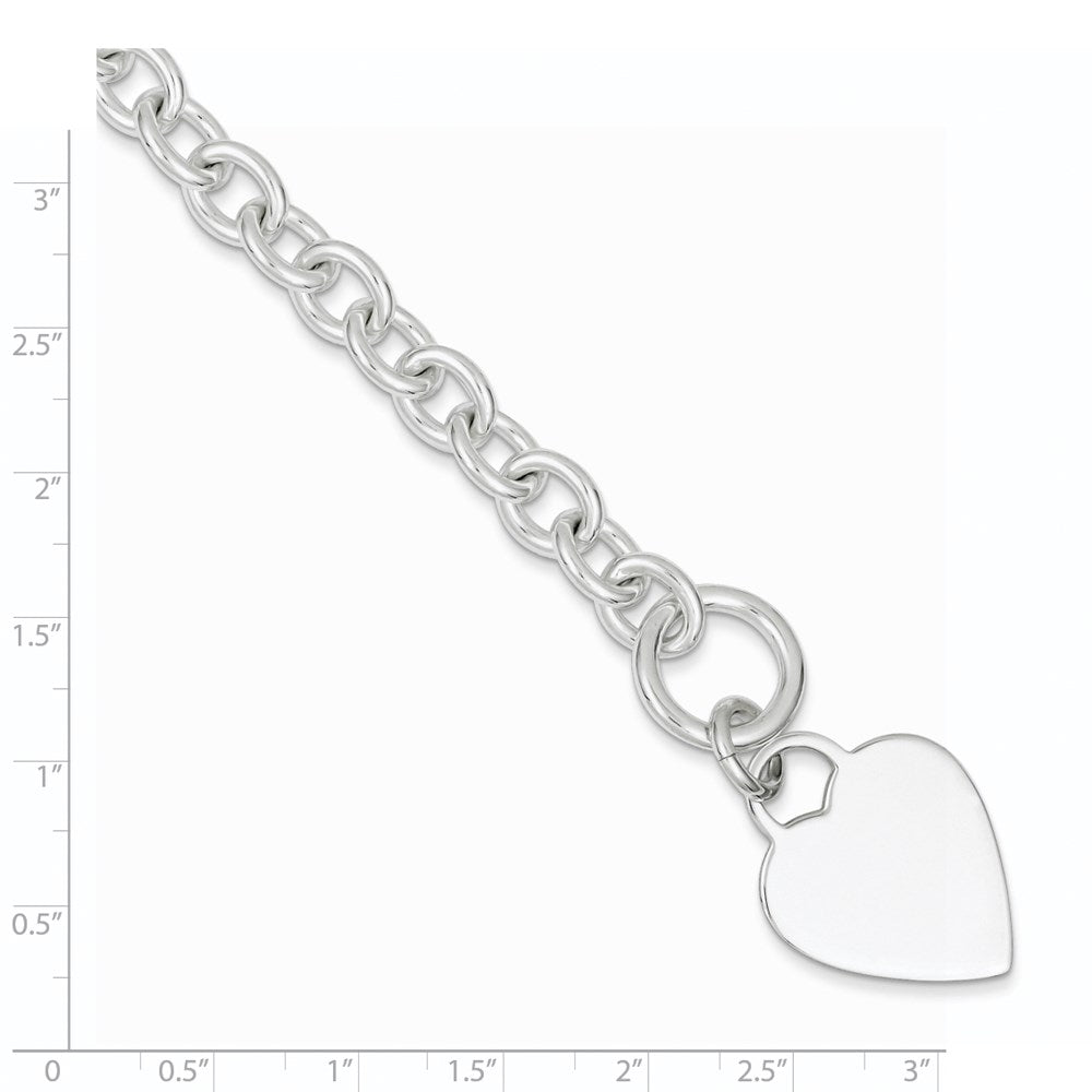 Sterlingsilber Gravierbar Herz Plättchen auf Fantasieglieder Knebel Armband