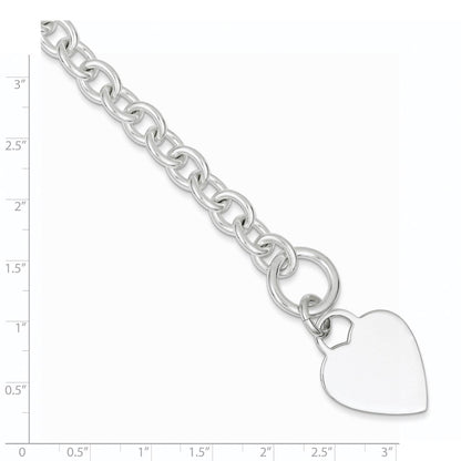 Sterlingsilber Gravierbar Herz Plättchen auf Fantasieglieder Knebel Armband