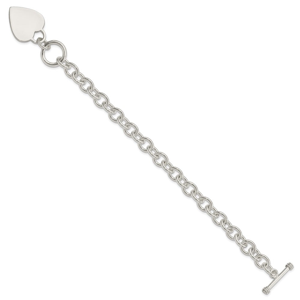 Sterlingsilber Gravierbar Herz Plättchen auf Fantasieglieder Knebel Armband